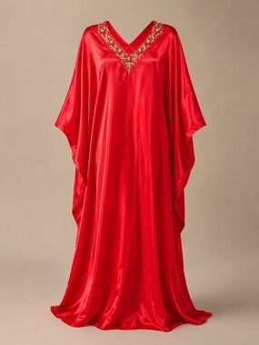 RANI Hot Pink Beaded Silk Kaftan by Subhai Apparel